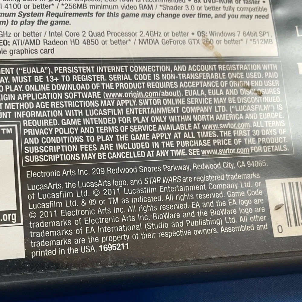 EA ‘Star Wars: The Old Republic’ PC DVD-ROM software 3-disc
